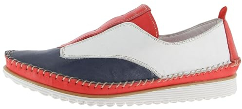 Andrea Conti Damen Slipper Leder mit Keilabsatz Ziernaht 1889011