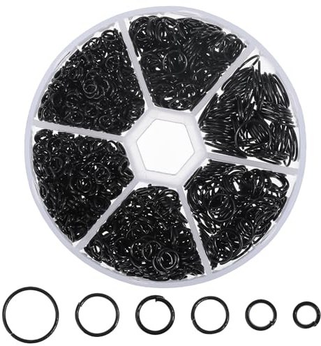 Qianyu 970Pcs Black Open Jump Rings Set Small O Jump Rings Connectors 4/5/6/7/8/10mm Keychains Necklace Repair Rings for DIY Crafts Bracelet Chainmail Earrings Jewelry Making Repair