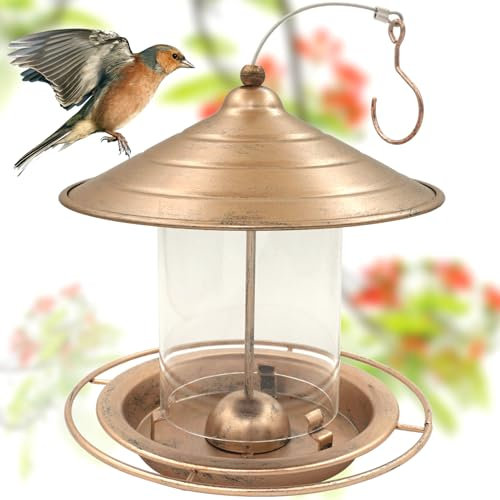 Zeqeey Vogelfutterstation aus Metall, zum Aufhängen im Freien, Samen, Vogelfutterstation zum Füttern von Wildfinken, Rotkehlchen