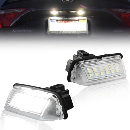 GSOWO LED Kennzeichenbeleuchtung für T-oyota GR Y-aris C-amry A'uris C'orolla Typ E210 Xenon, [Langlebig & Effizient] Hochwertige Canbus Fehlerfrei 18 SMD Nummernschildbeleuchtung, 2 Stücke