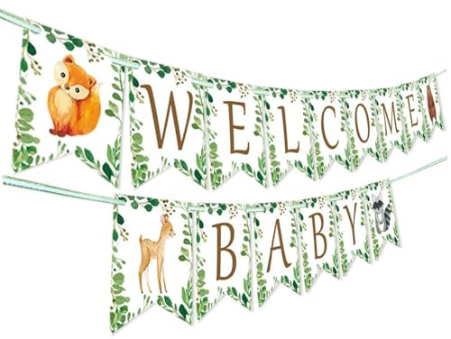 Babyparty Banner Wald Tierkreaturen Banner Girlande für Babypartydekorationen Geschlechts neutral