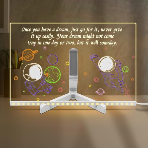 Sarsumir LED Note Board with 7 Colors Pen/Stand, 30x20CM LED Writing Message Board Light up Memo Acrylic Doodle Desktop Note Memo Illuminated Wordpad for School Home Office