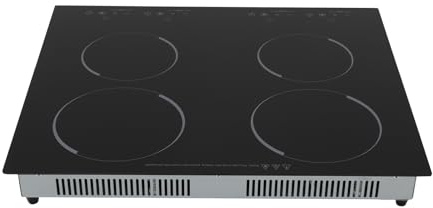 Fornello elettrico in ceramica, piano cottura elettrico a infrarossi, 6000 W, touch screen, 4 zone di cottura, piano cottura integrato con timer per pentole con fondo piatto