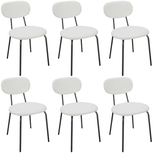 LEWE Esszimmerstühle 6er Set, Stapelbar Polsterstühle, Moderne Küchenstühle mit Unabhängige Rückenlehne, Kleine Runde Metallseitenstühle für Esszimmer, Küche, Restaurant, Schlafzimmer