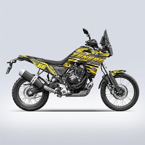 Kit de adhesivos decorativos coloridos para Yamaha Tenere 700 con patrón de motocicleta, carenado, material galvanizado, accesorios (amarillo galvanoplastia)