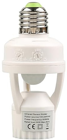 Motion Sensor Bulb Holder - Motion Activated Light Socket,Screw-in Bulb Adapter, Motion Light Bulb Holder For Garage, Basement, Porch