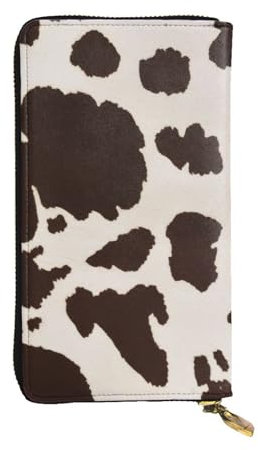 Bryptxztxt Damen Geldbörse mit Kuhfell-Druck, großes Fassungsvermögen, PU-Leder, Geldbörse mit Kartenhalter, Kredit-Münzgeldbörsen und Reißverschluss, Clutch-Geldbörsen für Damen und Mädchen, Größe 3D
