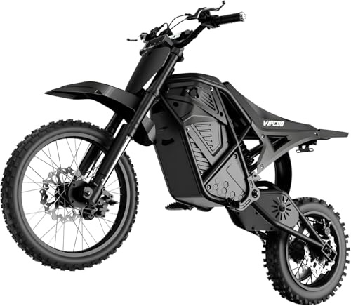 Hidoes VIPCOO Electric Dirt Bike,Electric Motorcycle for Adults Teens | 48V 23Ah Battery,34Miles Range,14/12 Off Road Tire,Dual Hydraulic Brakes,Full Suspension,Load 265LBS,Fit Age 13+