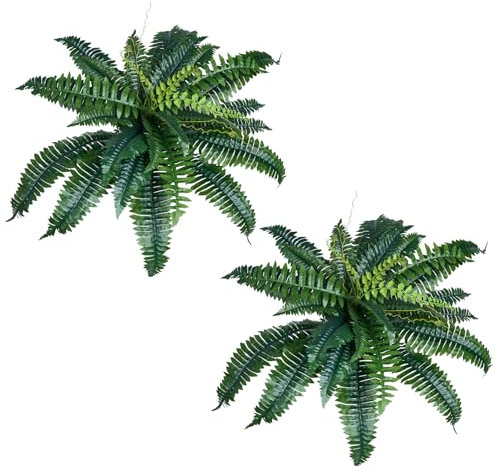 VEVOR Grandes Helechos de Boston Artificiales Colgantes, Diámetro Natural de 78 a 86 cm, Decoración de Pared con 30 Ramas, para Hogar y Oficina, Maceta no Incluida, 600 x 150 x 150 mm, 2 uds