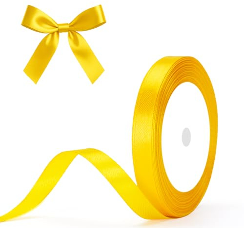 G2PLUS Goldgelb Satinband 10mm: Dekoration Geschenkband, 22m Schleifenband zum Bastel, Dekoband für Geschenkverpackung, Dekoration