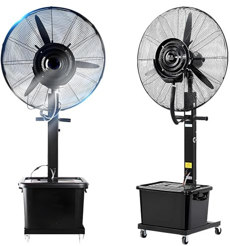 LXHGVKHJ Ventilateur Brumisateur Extérieur Industriel, Ventilateur sur Pied Oscillant 3 Vitesses, Refroidisseur d’Air Puissant avec Réservoir de 42L pour Terrasse Garage ou Salle de Sport(26 inches)
