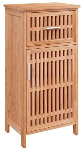 Eleganz Armoire de salle de bain, en bois massif, noyer, 42 x 29 x 82 cm, ensemble de meubles de salon, élégante et durable, peu encombrante pour les petits espaces, aspect bois naturel