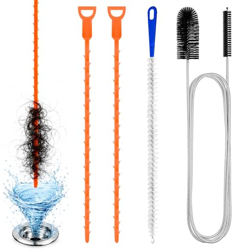 Quelcc 4 Pièces Deboucheur Canalisation Brosse, Deboucheur Canalisation, Brosse Nettoyage Deboucheur Canalisation, Outil de Débouchage d'évier pour Tuyauterie égouts,Lavabo,Baignoire,Cuisine