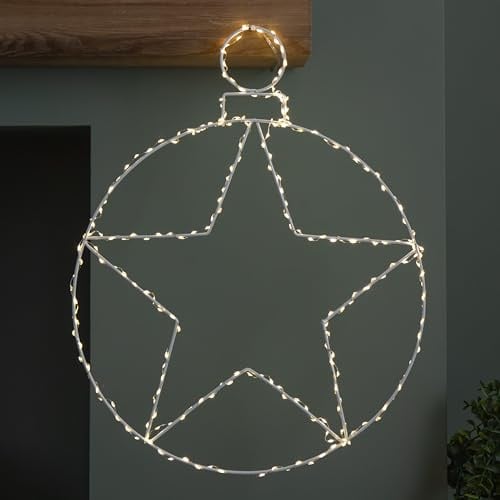 Samuel ALEXANDER 48cm Light up Hanging Christmas Star Bauble with 236 Warm White LEDs