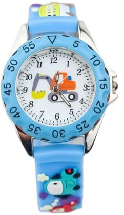 TOYANDONA Kinderarmbanduhr mit Bagger Motiv Quarz Glas Silikon | Leicht Anzupassen, Angenehm zu Tragen, Kreative Cartoon Muster, für Kinder