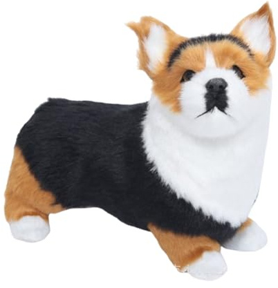 Kuscheltier Corgi,20cm Süßes Hund Plüschtier, Realistisch Corgi Stofftier Spielzeug,Plüschwelpen Puppen Als Begleittier,Geschenke Für Kinder Und Hundeliebhaber,Wohnzimmer,Wohnkultur (20cm,Schwarz)