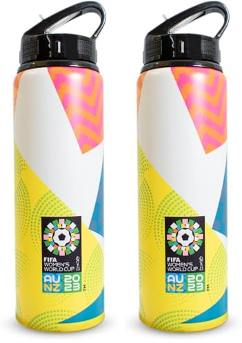 FIFA Women's World Cup 750ml Aluminium Sports Bottle with folding straw (Pack of 2)