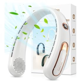 Neck Fan, Bladeless Portable Neck Fan, 4000mAh USB Rechargeable Face Fan, 3 Speed Personal Cooling Fan with 360° Airflow - for Hot Flashes Home Office Travel Outdoor Sports (White)