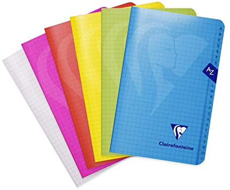 Clairefontaine 303609C Una rubrica a punto metallico Mimesys - 11x17 cm - 96 pagine a quadretti piccoli - Carta bianca 90g - copertina in polipropilene - Colore casuale