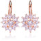 Regalo Natale Donna Cerchio Orecchini Placcato Oro Fiore Zirconia Cubica Orecchini