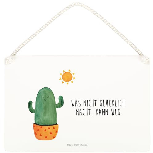 Mr. & Mrs. Panda DIN A5 Deko Schild Kaktus Sonne - Geschenk, Wanddeko, Liebeskummer Geschenk, Liebe Kaktusliebe, Glück, Tür Schild, Kakteen,