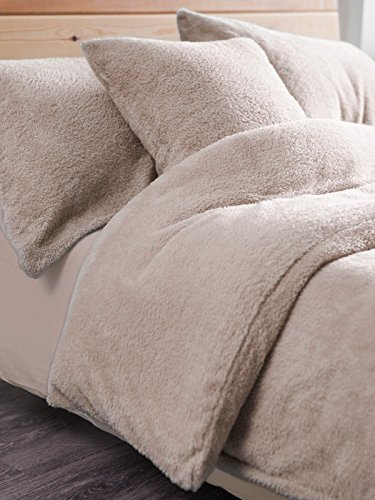 Artistic Fashionista Limited Luxurious Quality & Extremely Soft and Fluffy TEDDY FLEECE Duvet/Quilt Cover With Matching Pillowcases Bedding Set (Beige, King)