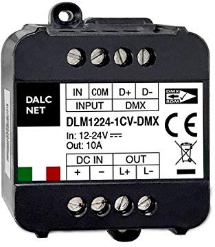 Dalcnet DLM1224-1CV-DMX Led Dimmer Bus DMX512 12V 24V 10A Pulsante N.O. 0/1-10V Potenziometro