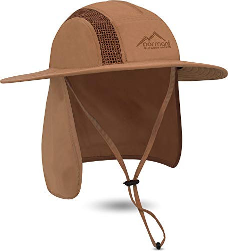 normani Outdoor Sports Sonnenhut Buschhut Outdoor Schlapphut mit Nackenschutz und atmungsaktves Mesh-Gewebe [UV-Schutz 40+] Farbe Coyote Größe S/55
