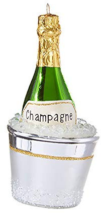 Raz Glitter Silvertone Champagne Bucket 5.5 inch Glass Decorative Ornament
