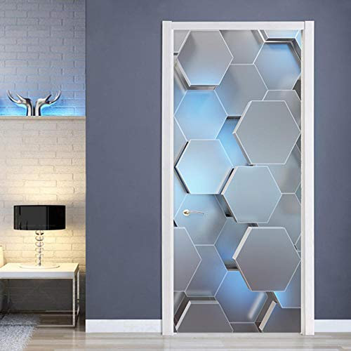 DRBTMT Türaufkleber selbstklebendes Türbild -3D Solide Geometrie kreativ 80x210cm - Fototapete Türfolie Poster Tapete Pvc Wasserdicht Abnehmbare Wandbilder Für Schlafzimmer Haus Bad Studio Büro D