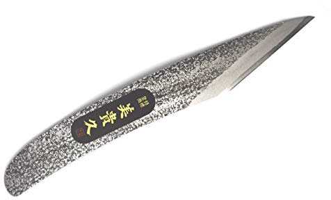Coltello Kiridashi giapponese curvato con lama in carbonio, coltello da intaglio, destro (martellato, 24 mm)