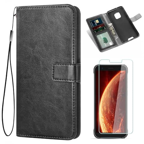 STAECASE Haute Qualité Housse pour Blackview BV4900 /BV4900 Pro Luxe Etui à Rabat Housse Noir HD Verre Trempé Blackview BV4900 Protection Écran 2Pack