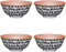 KitchenCraft Ceramic Bowl Set with Brush Stroke Pattern and Stripes, Stoneware, Multi Colour, 15.5 cm, Set of 4 Bowls