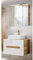 Lomadox Badezimmer Waschplatz Set mit Keramik Aufsatzbecken Hochglanz weiß mit Wotan Eiche Nb. LUTON-56, B/H/T ca. 80/200/46 cm