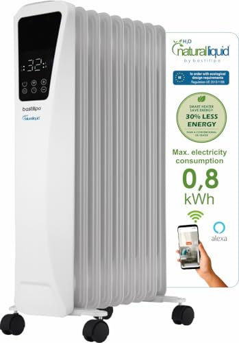 Bastilipo - Radiador de bajo consumo eléctrico con wifi, 9 elementos, muy bajo consumo, R-EcoFluid2-9