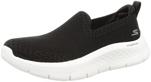 Skechers Go Walk Flex Bright SummerSneaker für Damen, Schwarzer, weißer Rand, 41 EU