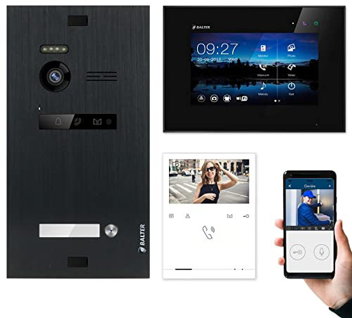 Nonic Balter EVO Video-Türsprechanlage WLAN Set 1 Familienhaus (1x Türstation mit Kamera Schwarz, 1x Touchscreen 7 Zoll WiFi-LCD-Monitor Schwarz, 1x 4.3 LCD Quick-Monitor, Smartphone APP Funktion)