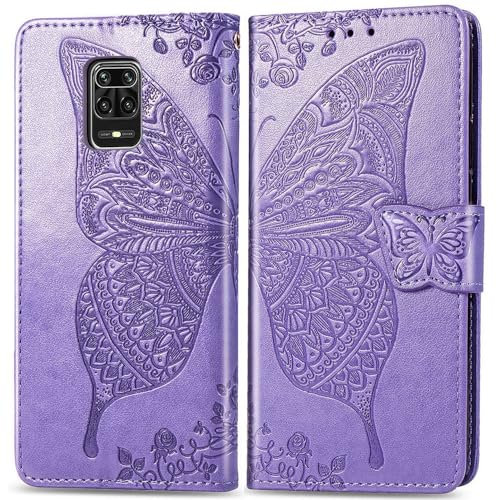 Handyhülle für Xiaomi Redmi Note 9 Pro Hülle Redmi Note 9 Pro | Book Case Flip Tasche mit Magnet Kartenfach Standfunktion | Flieder