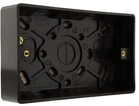 Art Deco Emporium Double 25mm Wall Pattress Box Mount in Vintage Period Style Bakelite Dark Brown Part of The New Exalt V2.0 Brand. Fits Standard UK Double Plug Socket or Double Switch Plate