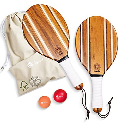 two46 | Set de Palas de Playa Premium | Frescobol - El Deporte de Moda en Sudamérica | Palas de Madera Hechas a Mano. Selección de Bola y Funda de algodón. (Belo_Horizonte)