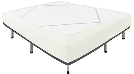 Biscaynebay Dekorativer Boxspringbezug King & Cal King Size, elfenbeinfarbener Jersey-Strick & dehnbarer Wickel-Around 4 Seiten Bettrock für Zuhause/Hotels, knitterfrei, maschinenwaschbar