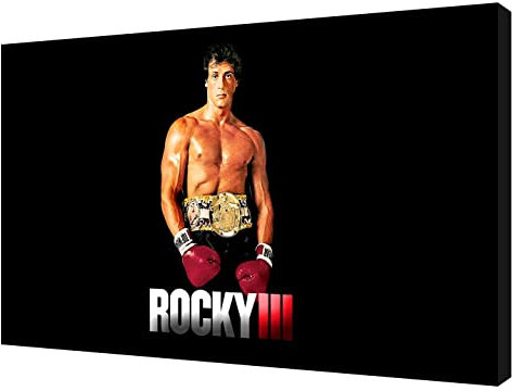 Rocky Balboa Wandbild auf gerahmter Leinwand, 40 x 30 cm, 38 mm tief, Schwarz