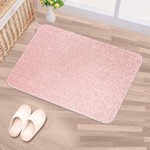 Luoweisi Door Mats Indoor Non-Slip Washable Floor Mat Entrance Rug Low Profile Door Mat for Outdoor, Indoor, Patio, Front Back Door 40cm x 60cm, Pink Blush Glitter