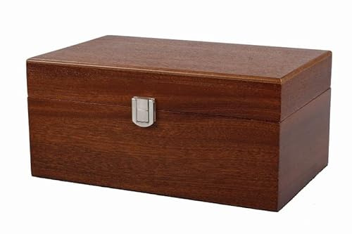 Caja de ajedrez grande de caoba con cierre de metal de 10 cm
