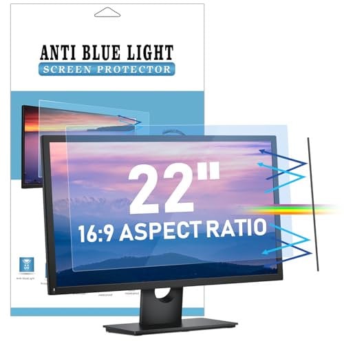 LAMA Anti Blaulichtfilter für 22 Zoll Monitor, Blaulicht blockierende Displayschutzfolie, Anti Blue Screen Protector Anti UV/Blendschutz/Augenschutz, Universal Bildschirmfilter 16:9 (487x274mm)