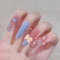 24PCS Long False Nails with Glue Stickers, Ballerina Full Cover Acrylic and Press on Nails no Glue,Blue Butterfly French Fake Nails Stick for Women and Girls Nail Art