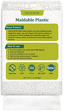 HACKCHOW Moldable Plastic, Polycrystalline Plastic - 7 OZ, Reusable Polymorph Pellets (White)- Molten Plastic Pellets for DIY Crafts and Building Models.