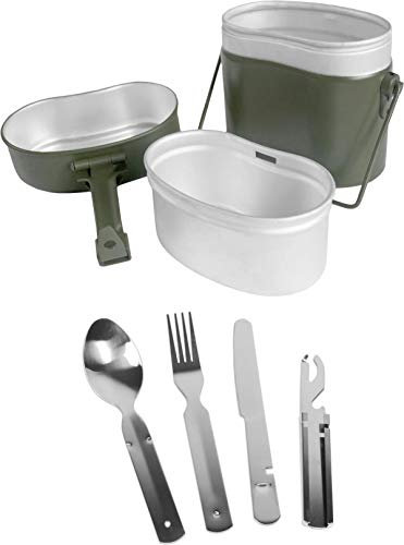 normani Outdoor Sports Bundeswehr Essgeschirrset Bund Essbesteck + BW Aluminium Kochgeschirr Farbe Olive