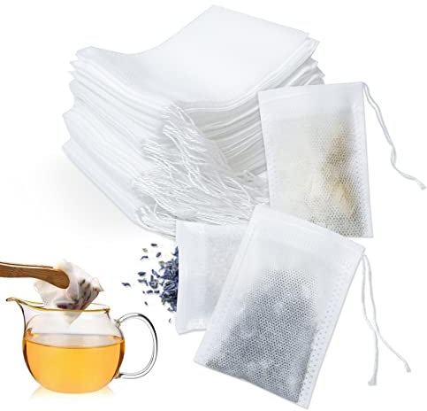 400 Stück Teefilter Papier für Losen Tee, 7 X 9cm Filterbeutel Tee, Teebeutel für Losen Tee Einweg mit Kordelzug, Teefilter Taschen für Duftender Tee, Gewürze,Vanille, Lavendel, Kaffee