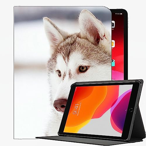 YENDOSTEEN Hülle für iPad 9/8/7 Generation/iPad 10.2 Hülle 2021 mit Stifthalter, Tiere Sibirischer Husky-Hund Klappständer Schutzhülle mit Automatischem Schlaf/Aufwach